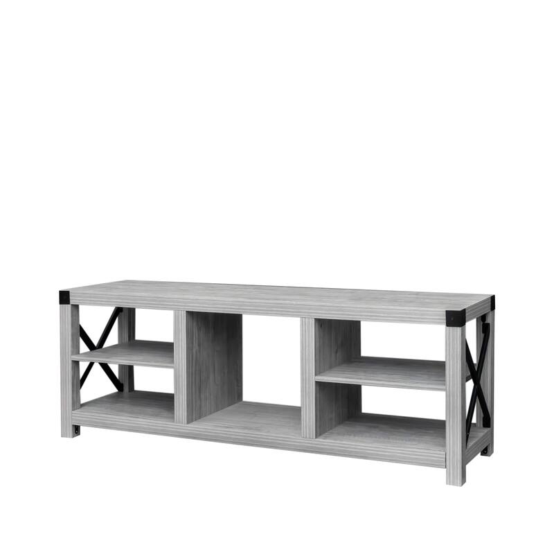 61" TV Stand TV Console Table with Open Storage Shelves, Entertainment Center Corner TV Stands